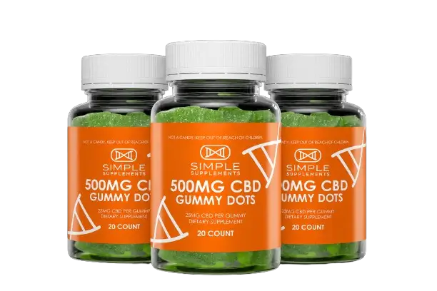 Three bottle CBD gummy dots package