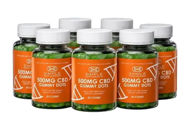 Six bottle CBD gummy dots package